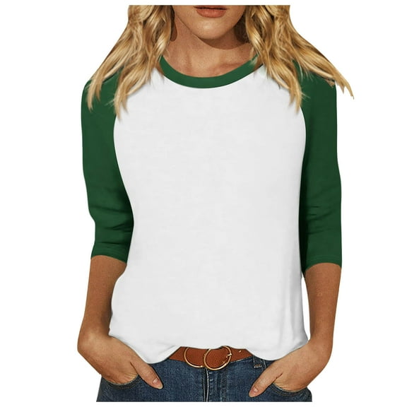 Women's 3/4 Sleeve Casual T-Shirt Summer Comfortable Round Neck Versatile Raglan Top for Everyday Wear