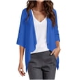 thumbnail image 1 of Women's 3/4 Sleeve Chiffon Cardigans Lightweight Trendy Draped Ruffle Open Front Cardigan Shrugs Flowy Blouses (2XL, Blue), 1 of 6