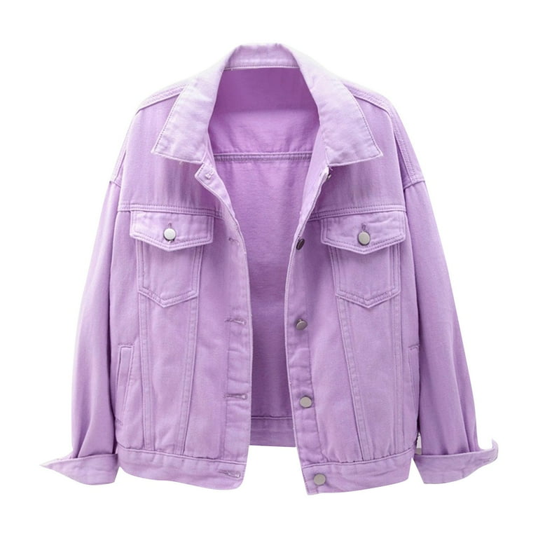 Lilac cropped denim jacket best sale