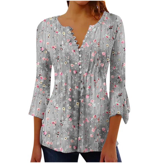 Women's 3/4 Sleeve Dress Shirts Women Tops T Shirts for Women Long Sleeve Womens Blouses Plus Size