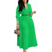 walmart semi formal dresses Sentmoon Womens Linen Dress Beach Dress Regular Fit 2026 Solid Color 3/4 Sleeve V Neck Short Summer Dresses for Women for Work and Office S-3XL