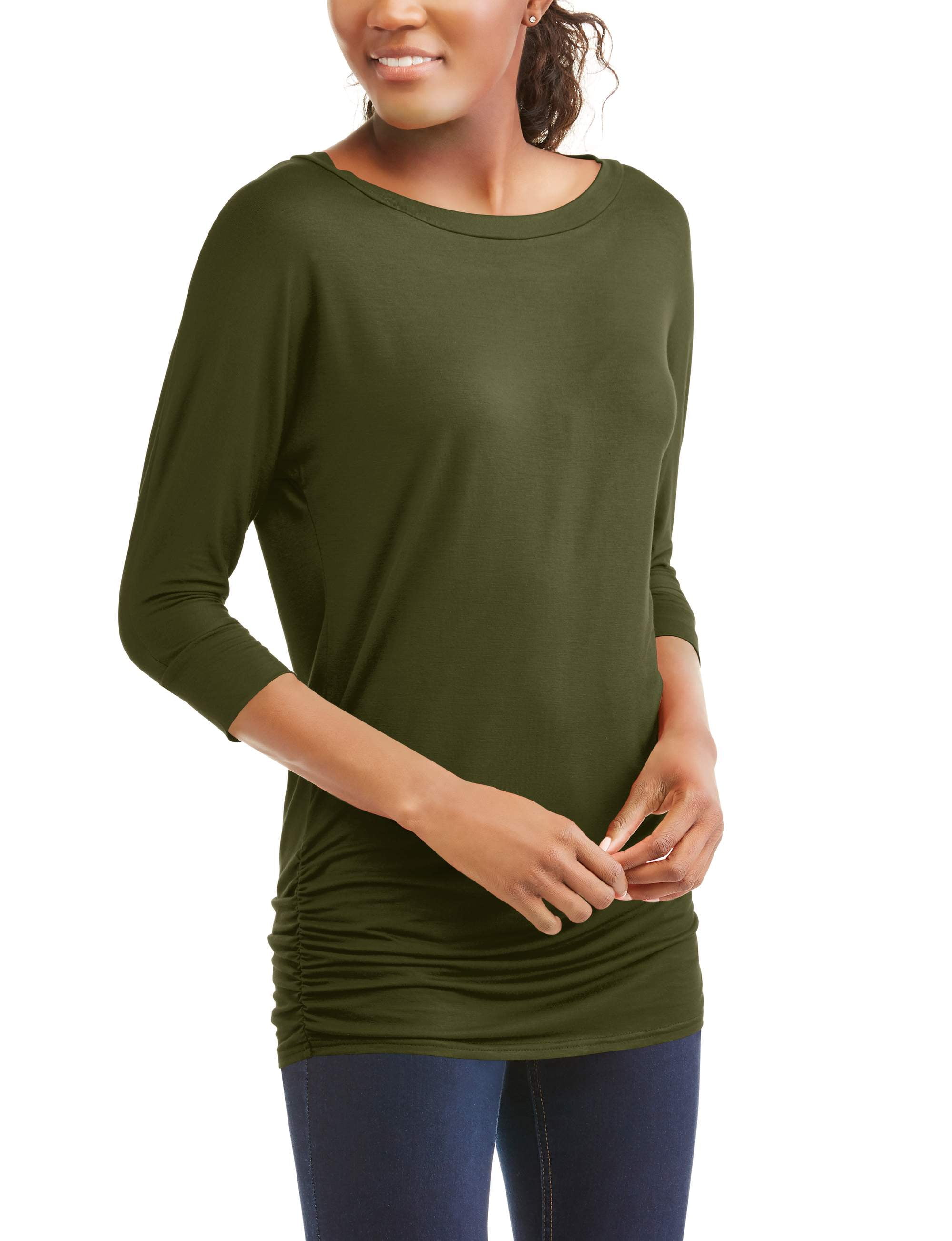 ruched 3 4 sleeve tops