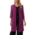 thumbnail image 1 of INSPIRE CHIC Women's 3/4 Sleeve Lace Cardigan Elegant Bolero Shrugs Long Flowy Crochet Open Cardigan Daily Outfits L Purple, 1 of 6