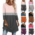 thumbnail image 1 of Women's 3/4 Sleeve Longline Curved Hem Top Tops Shirts Blouses Solid Color Casual Daily Wear Loungewear Travel Fashion Essential Gift for Women | CSEONE,Coffee XL, 1 of 8