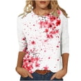 thumbnail image 1 of Women's 3/4 Sleeve Loose Fit Flowy Tunic Tops Dressy Casual Tops for Lady Tie Dye Ombre Spring Elegant Shirts Summer Clothes for Teen Girls Fashion 2024 Round Neck Blouse Vintage Red T Shirts M, 1 of 4