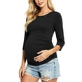 thumbnail image 1 of Women's 3/4 Sleeve Maternity Tops Shirts Ruched Maternity Clothes, 1 of 7