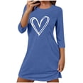 thumbnail image 1 of Women's 3/4 Sleeve Nightgowns Love Heart Sleepshirts Valentine's Day Comfy Pajamas Crewneck Loungewear Pullover Casual Going Out Tshirt Dress Sleepwear, 1 of 6