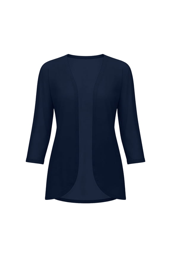 Women's 3/4 Sleeve Open Front Cardigan Summer Casual Basic Lightweight Shawl Coat Daily Walking Beach Cover Up Tops
