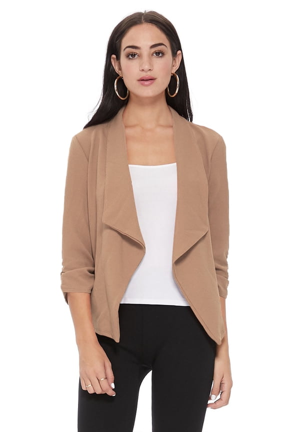 Women's 3/4 Sleeve Open Front Casual Cardigan Blazer Jacket