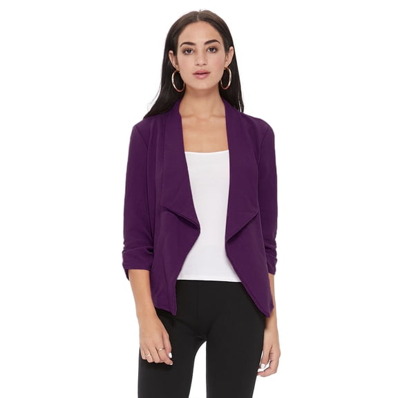 Women's 3/4 Sleeve Open Front Casual Cardigan Blazer Jacket