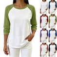 thumbnail image 1 of Women's 3/4 Sleeve Raglan Shirts, Crew Neck Casual Baseball Tops Color Block Basic Jersey Tees Green XL(XL), 1 of 7