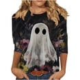 thumbnail image 1 of Women's 3/4 Sleeve Round Neck Halloween Printed Casual Fashion Top, 1 of 4