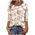 thumbnail image 1 of Women's 3/4 Sleeve Shirts Henley Button up Tops Casual Loose Fit Printed Tee Fashion Blouses Comfy Clothes (XL, Beige), 1 of 7