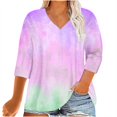 thumbnail image 1 of Women's 3/4 Sleeve Shirts V Neck Tops for Women Dressy Spring Tops for Women 2025 Trendy T Shirts for Women Graphic Spring Savings Clearance, 1 of 4