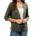 thumbnail image 1 of Women's 3/4 Sleeve Shrugs Lightweight Open Front Cropped Cardigan for Women, 1 of 2