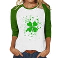 thumbnail image 1 of Women's 3/4 Sleeve St. Patrick's Day Shirts - Crewneck Color Block Loose Raglan Blouse Going Out Casual Graphic Tee Tops, 1 of 5