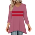 thumbnail image 1 of Women's 3/4 Sleeve T-Shirts Print Pattern V Neck Workout Tops Casual Pullover Tunic Tops Blouse Loose Fit (M, Navy), 1 of 5