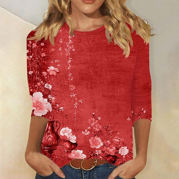 Women's 3/4 Sleeve Tops Dressy Casual Summer Shirts for Women 2025 Vacation Womens Summer Work Tops Plus Size T Shirts Graphic reorder items