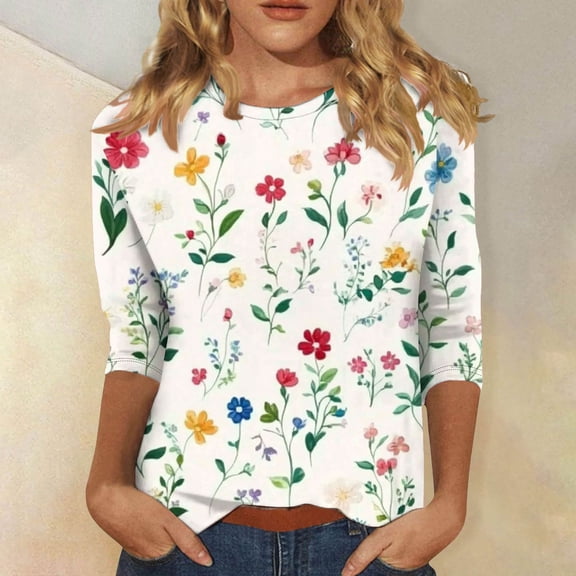 Women's 3/4 Sleeve Tops Plus Size Womens Summer Business Casual Shirts Boho T Shirts for Women Trendy Summer T Shirts for Women Graphic Trendy reorder items