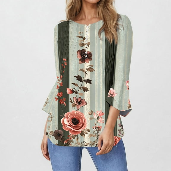 Women's 3/4 Sleeve Tops Plus Summer Blouse Plus Summer Tops with Sleeves T Shirts for Women Graphic Gym my items