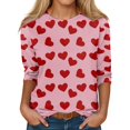thumbnail image 1 of Women's 3/4 Sleeve Tops Shirts for Cute Print Graphic Tees Blouses Casual Plus Size Basic Tops Pullover, 1 of 4