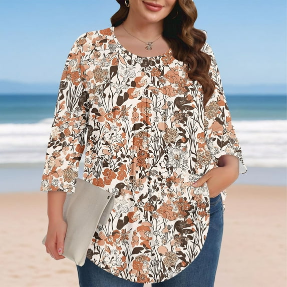 Women's 3/4 Sleeve Tops with Collar Summer Tees for Women Womens T Shirts Womens T Shirts Graphic Tees