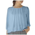 thumbnail image 1 of Women's 3/4 Sleeve Tunic Tops Casual Loose Fit Floral Blouses Mesh Pleated Layered Shirt, 1 of 4
