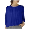thumbnail image 1 of Women's 3/4 Sleeve Tunic Tops Casual Loose Fit Floral Blouses Mesh Pleated Layered Shirt, 1 of 4