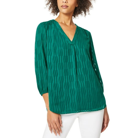 Women's 3/4-Sleeve V-Neck Chiffon Tunic Kelly S