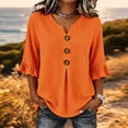thumbnail image 1 of Women's 3/4 Sleeve V-Neck Plus Size Casual Fashion Blouse Loose Comfortable Top, 1 of 5