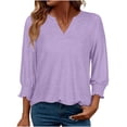 thumbnail image 1 of Women's 3/4 Sleeve V-Neck T-shirts Ruffle Summer Casual Tops, 1 of 9