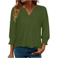 thumbnail image 1 of Women's 3/4 Sleeve V-Neck T-shirts Ruffle Summer Casual Tops, 1 of 9