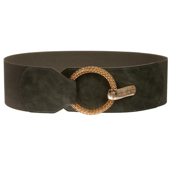Women's 3" (75 mm) Wide High Waist Fashion Stretch Belt with Ring Hook Buckle