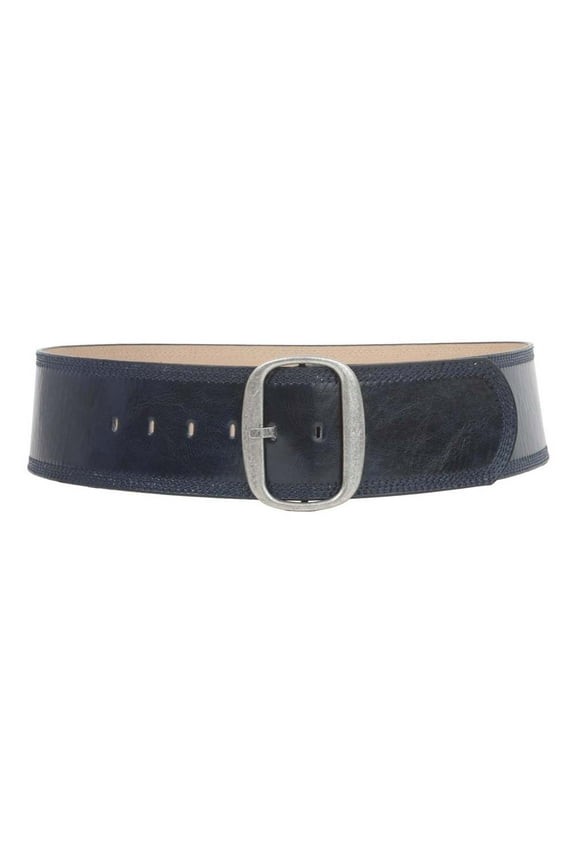 Women's 3" (75 mm) Wide Oval Tone-on-tone Stitching Edged Contour Belt
