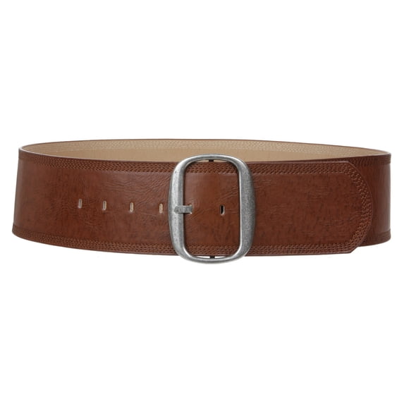 Women's 3" (75 mm) Wide Oval Tone-on-tone Stitching Edged Contour Belt