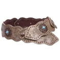 thumbnail image 1 of Women's 3" (75mm) Wide Boho Link Turquoise Silver Studded Leather Belt, 1 of 3