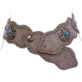 thumbnail image 1 of Women's 3" (75mm) Wide Boho Link Turquoise Silver Studded Leather Belt, 1 of 2
