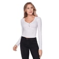 thumbnail image 1 of Women's 3 Button Rayon Clinched Cropped Long Sleeves, White, L, 1 of 3
