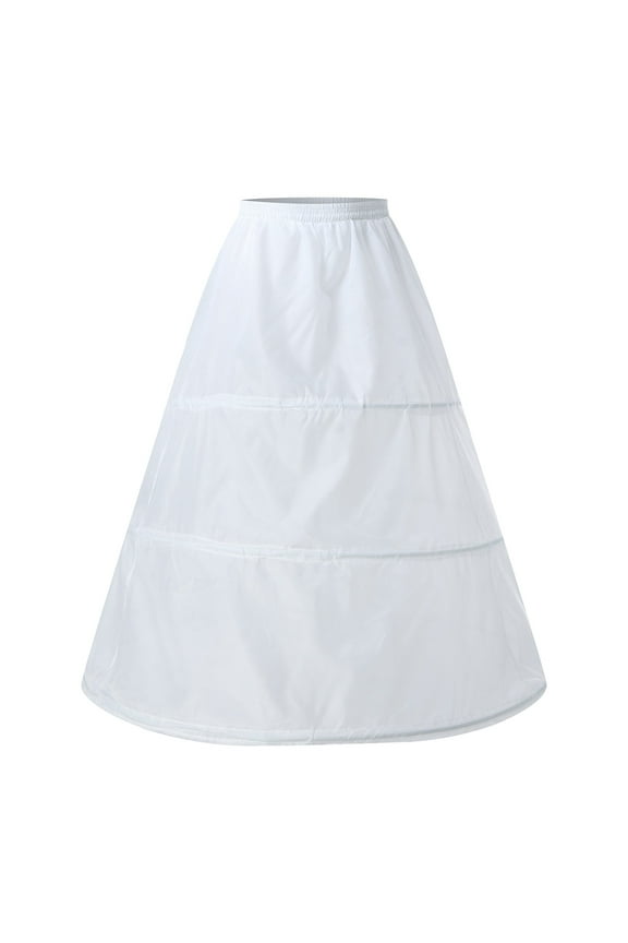 Women's 3 Hoop A Line Floor Length Wedding Ball Gown Petticoat Underskirt Drawstring Waist Polyester One Size