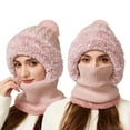 thumbnail image 1 of Women's 3-In-1 Beanie Hat with Scarf & Mask Fall Winter Warm Knitted Ski Scarf and Mask Set Winter Hats for Women Wind-Resistant Scarfhat Face Mask Hooded Scarf Hat with Scarf and Mask Balaclava Hats, 1 of 6