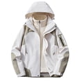 thumbnail image 1 of Women's 3-In-1 Outdoor Jackets Hooded Front Zip Button Color Block Cardigan Thicken Hiking Outwear With Pockets (4XL, Green), 1 of 4
