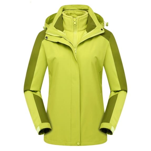 Women's 3 In 1 Waterproof Ski Jacket Fleece Raincoat Winter Ladies Outdoor Sport Outwear Lightweight Windbreaker (M, Green)