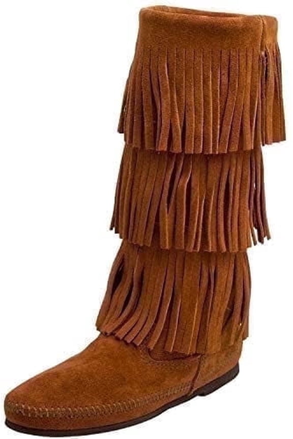 Calf Hi 3Layer Fringe Womens Boot 11 BM US Brown