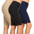 thumbnail image 1 of Women's 3 Pack 9" High Waist Slim Fit Side Slit Jean Style Bermuda Shorts S-3XL, 1 of 7
