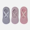 thumbnail image 1 of Women's 3-Pack Ballet Style Grip Socks with Crisscross Elastic and Non-Slip Soles for Barre Pilates Yoga - Multicolored, 1 of 5