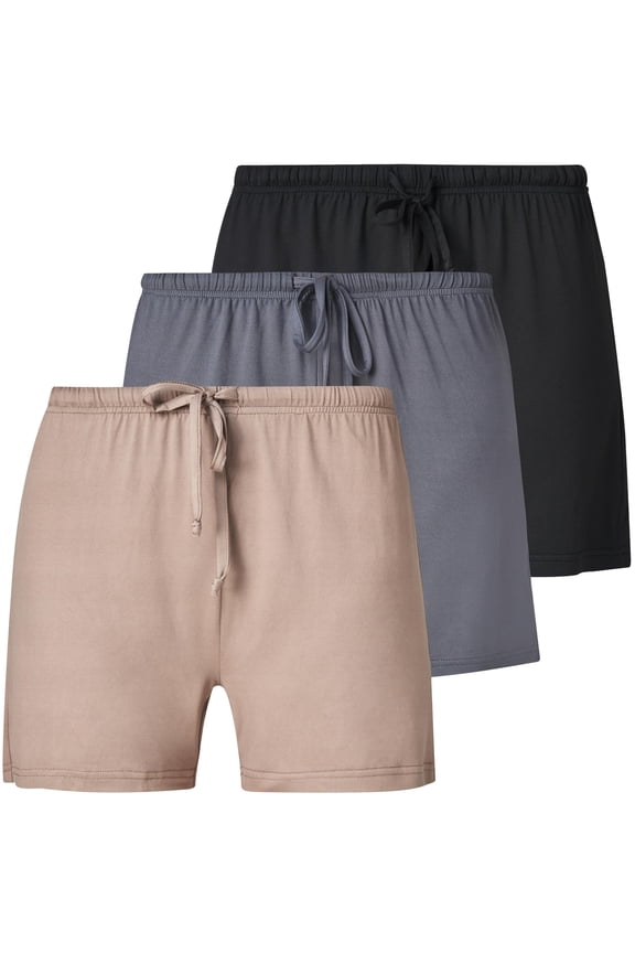 Women's 3 Pack Boxer Pajama Shorts Womens Sleep Lounge Shorts, Casual Yummy PJ Short for Women Avail in Plus Size