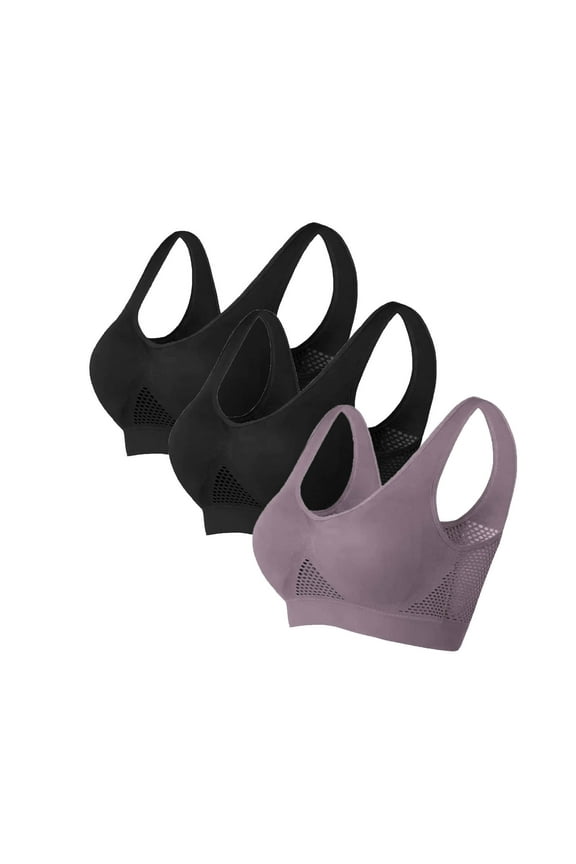 Women's 3 Pack Bras, Sports Bras for Women Large Bust High Support Plus Size Push Up Wireless Bra Supportive Breathable Padded Everyday Bra S-6XL