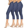 thumbnail image 1 of Women's 3 Pack Casual Comfy Slim Pocket Jeggings Jeans Capri Pants, 1 of 7