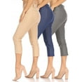 thumbnail image 1 of Women's 3 Pack Casual Comfy Slim Pocket Jeggings Jeans Capri Pants, 1 of 7