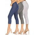 thumbnail image 1 of Women's 3 Pack Casual Comfy Slim Pocket Jeggings Jeans Capri Pants, 1 of 7